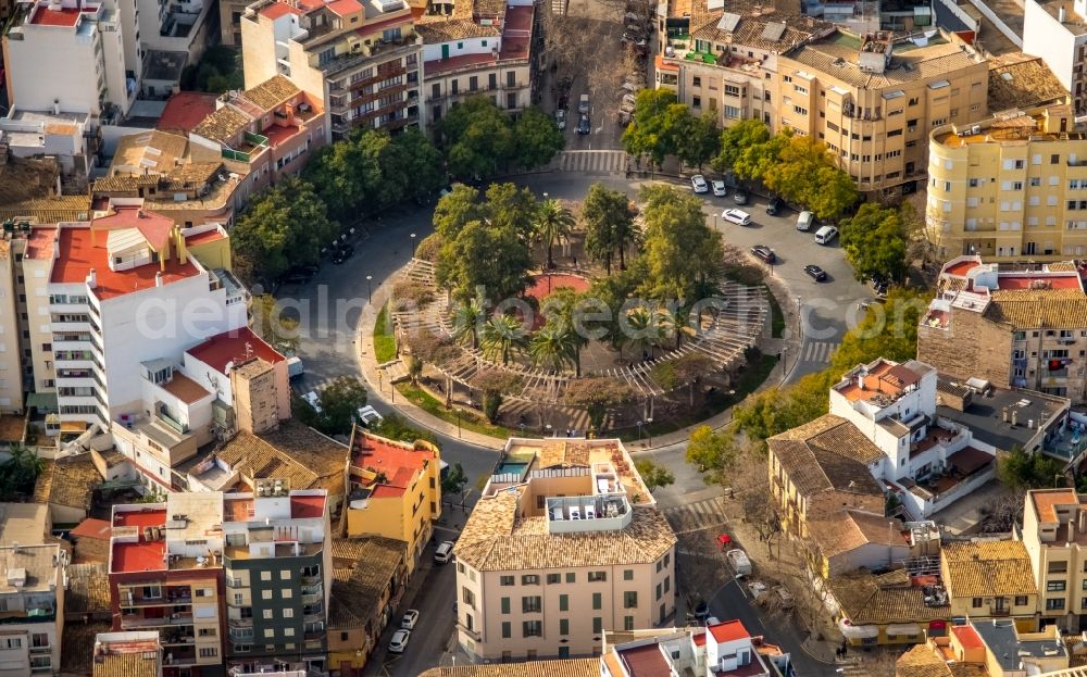 Palma from above - Tourist attraction and historical sight Plaza GarcA?a Orell Las Columnas between Carrer Joan Bauza and Carrer Nuredduna in Palma in Balearic Island Mallorca, Spain