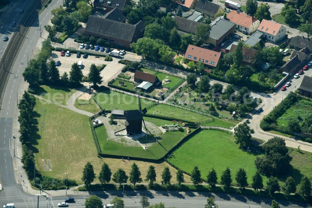 Berlin from the bird's eye view: Historic windmill Bockwindmuehle Marzahn in the district Marzahn in Berlin, Germany