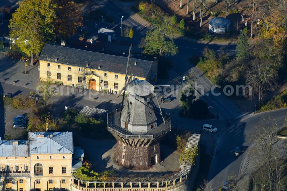 Potsdam from above - Historic windmill on Maulbeerallee in Potsdam in the state Brandenburg, Germany