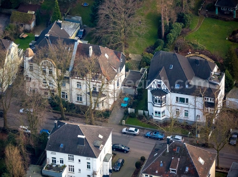 Aerial image Bochum - Residential area of a multi-family house settlement with townhouses on Graf-Adolf-Strasse in Wattenscheid in the state of North Rhine-Westphalia