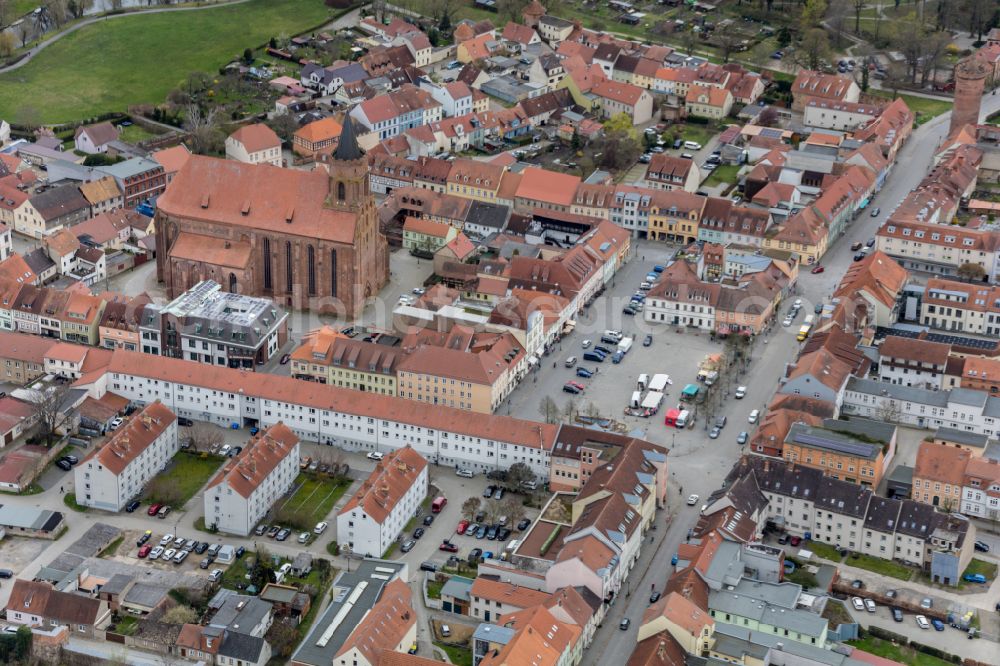 Aerial photograph Beeskow - Historic church complex in Beeskow in the state Brandenburg, Germany