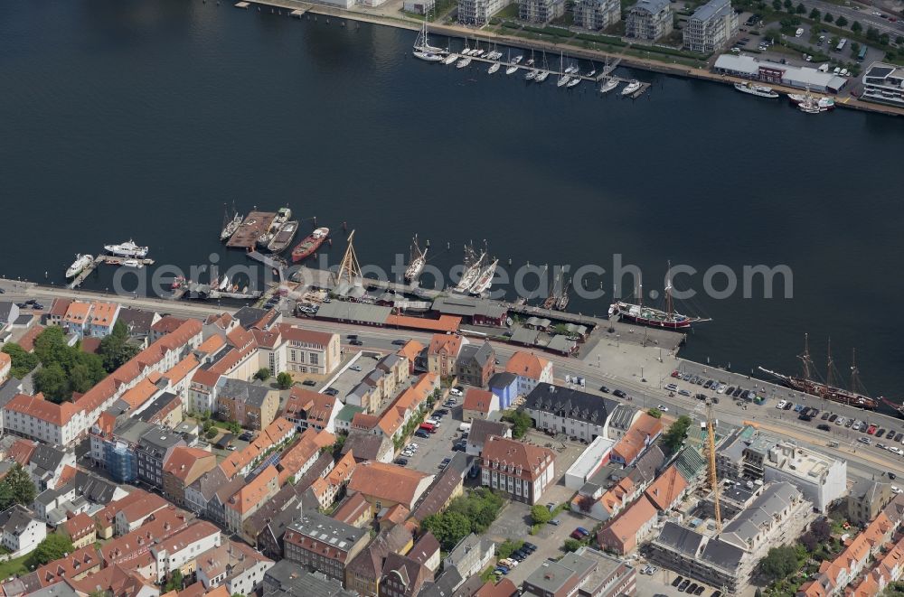 Aerial image Flensburg - Historical Harbour in Flensburg in Schleswig-Holstein