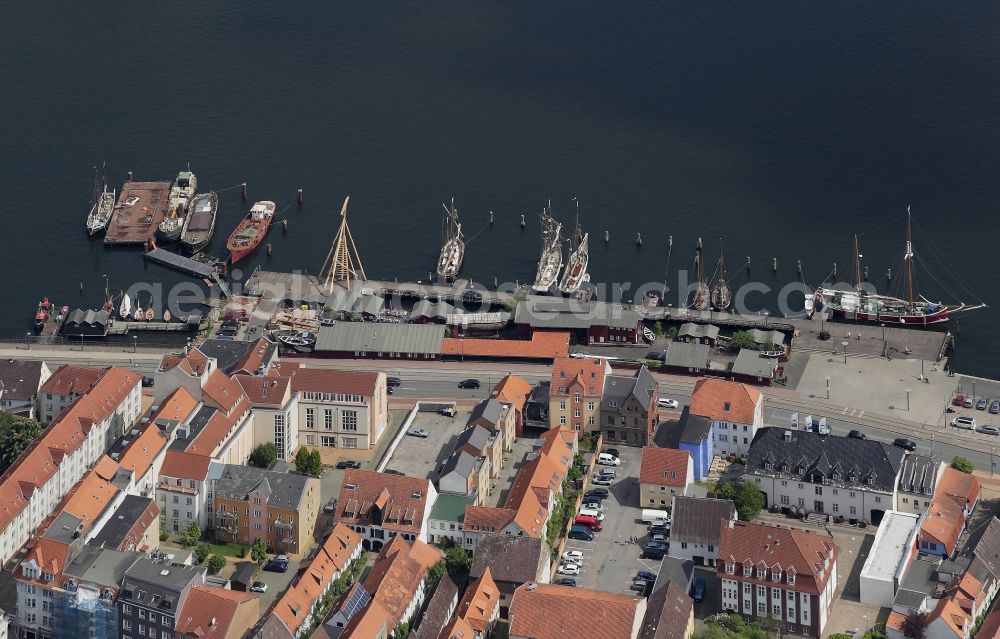 Flensburg from above - Historical Harbour in Flensburg in Schleswig-Holstein