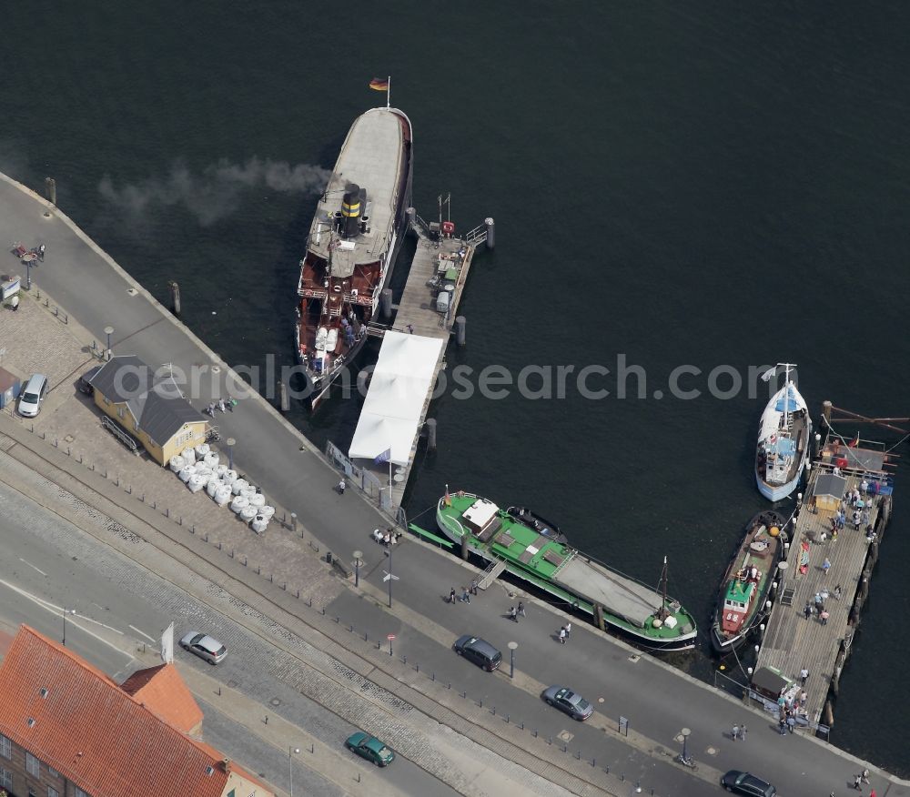 Flensburg from above - Historical Harbour in Flensburg in Schleswig-Holstein