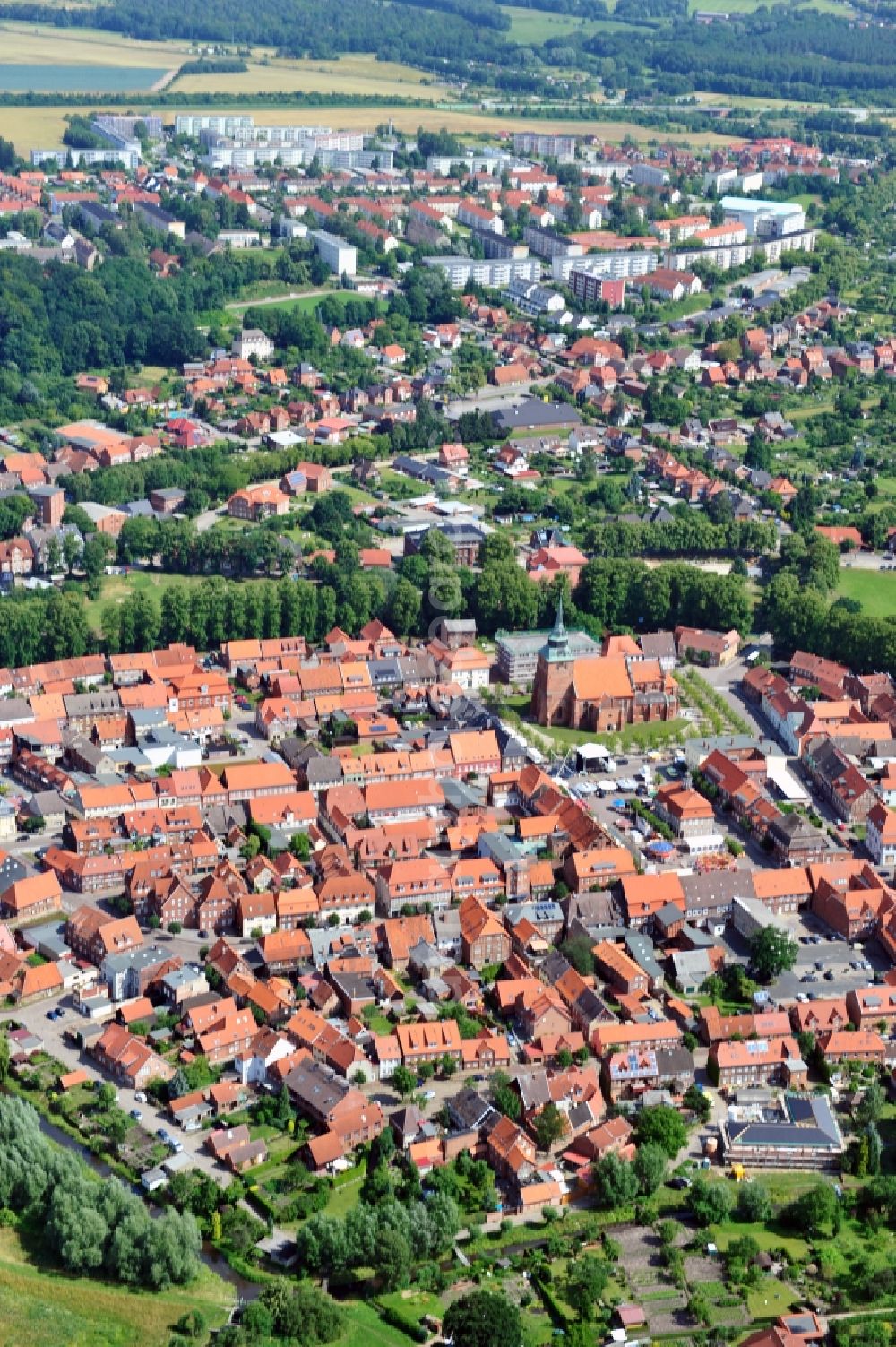 Aerial photograph Boizenburg - View of the historic city of Boizenburg in Mecklenburg-Vorpommern