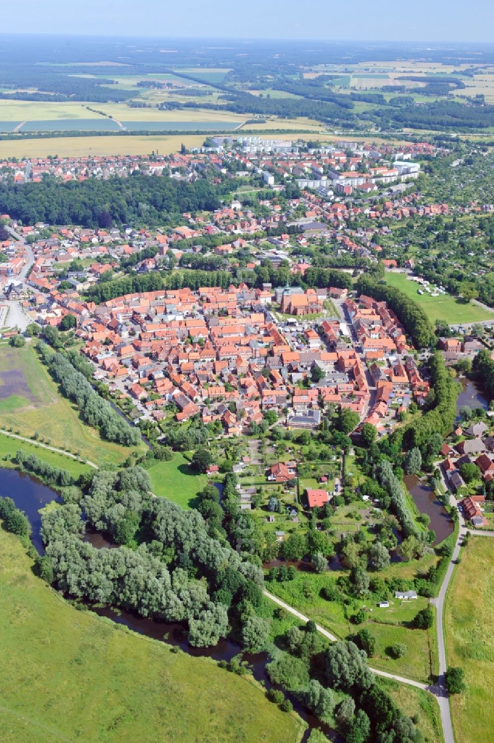 Boizenburg from above - View of the historic city of Boizenburg in Mecklenburg-Vorpommern