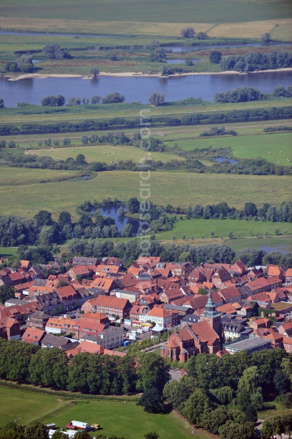 Boizenburg from above - View of the historic city of Boizenburg in Mecklenburg-Vorpommern