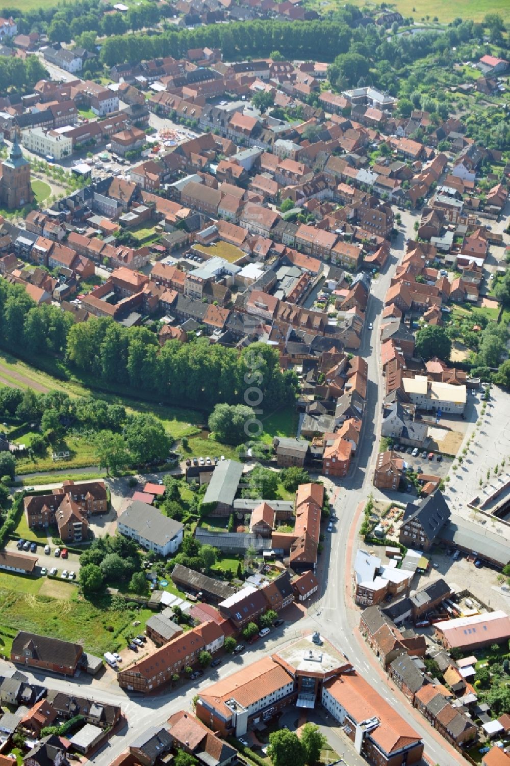 Boizenburg from above - View of the historic city of Boizenburg in Mecklenburg-Vorpommern