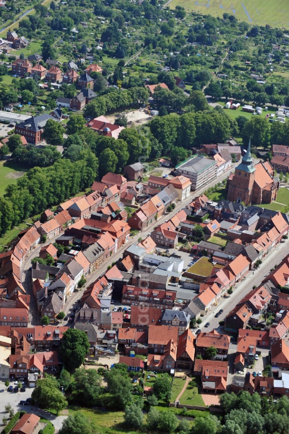 Boizenburg from above - View of the historic city of Boizenburg in Mecklenburg-Vorpommern