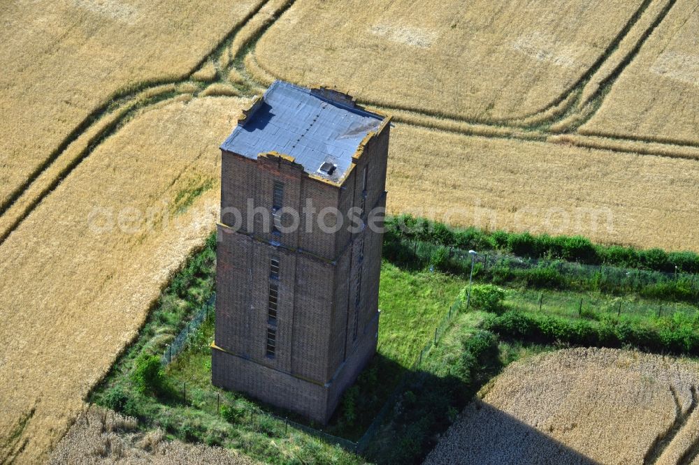 Langendorf from the bird's eye view: Historic Water Tower Obergreisslau on the outskirts of Langendorf in Saxony-Anhalt