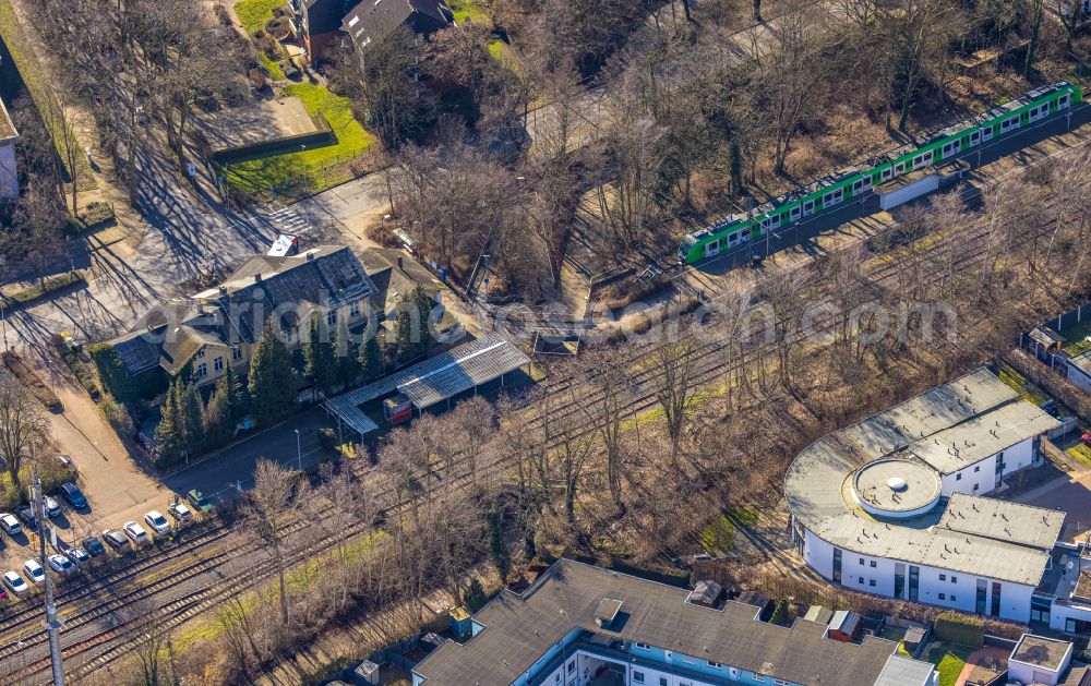 Unna from the bird's eye view: Historic station building of the Deutsche Bahn Unna-Koenigsborn in Unna in the federal state North Rhine-Westphalia, Germany