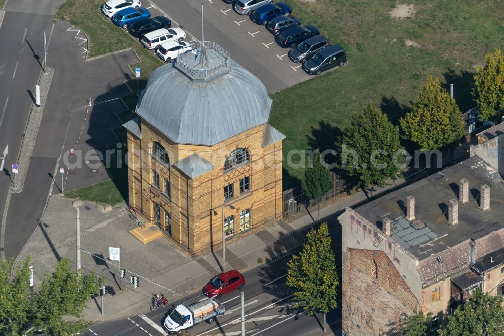 Leipzig from the bird's eye view: Historic building of the office building Jacquesa?? Wein-Depot on am Torgauer Platz in the district Schoenefeld in Leipzig in the state Saxony, Germany