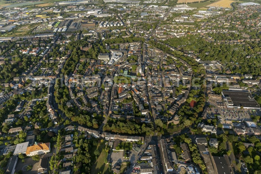 Kempen from above - City view of the historical city center with the Church of Saint Mary in the Old Town of Kempen in the state of North Rhine-Westphalia