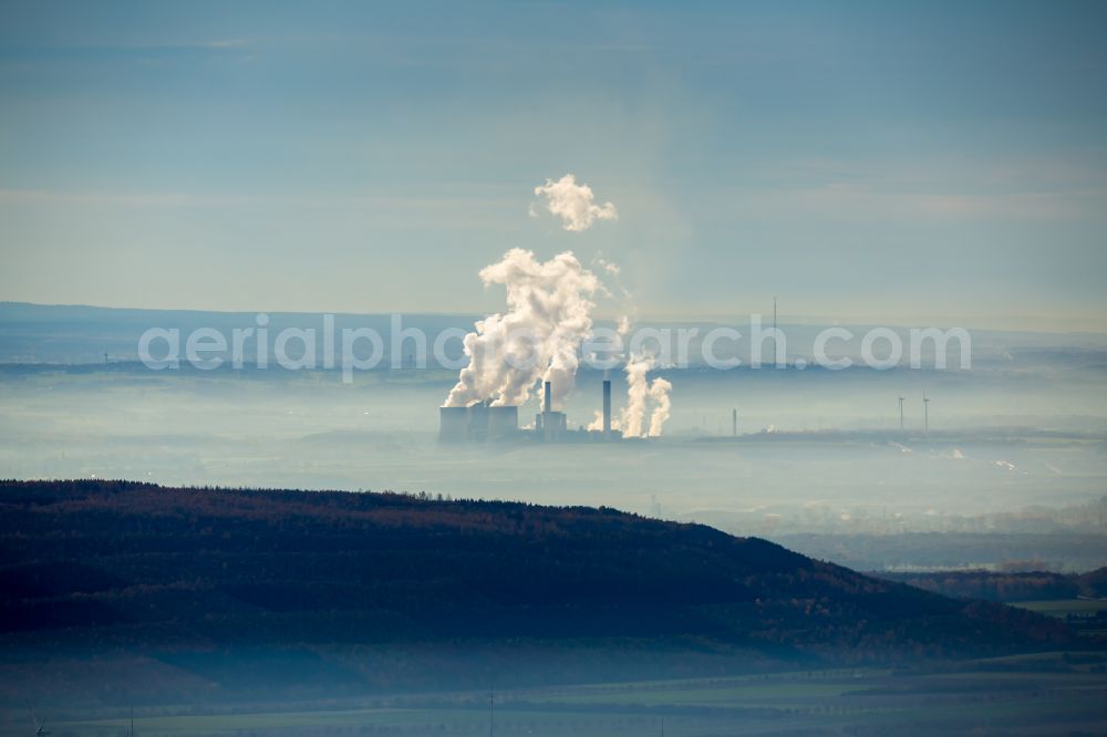 Aerial image Grevenbroich - Building and hall construction of the HKW combined heat and power plant and coal-fired power plant RWE Power AG in the district Frimmersdorf in Grevenbroich in the state North Rhine-Westphalia, Germany