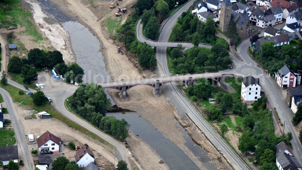 Hönningen from above - Hoenningen (Ahr) after the flood disaster in the Ahr valley this year in the state Rhineland-Palatinate, Germany