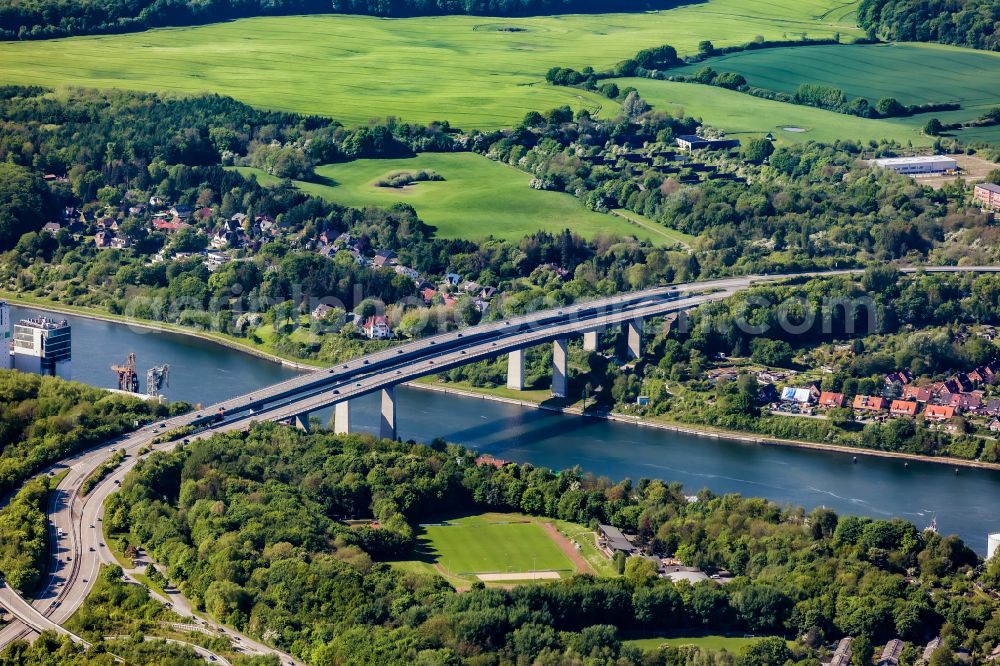 Aerial image Kiel - High bridge over the North-Ostian Canal in the course of the federal highway B503 Prinz-Heinrich-Strasse in Holtenau in Kiel in the state Schleswig-Holstein, Germany