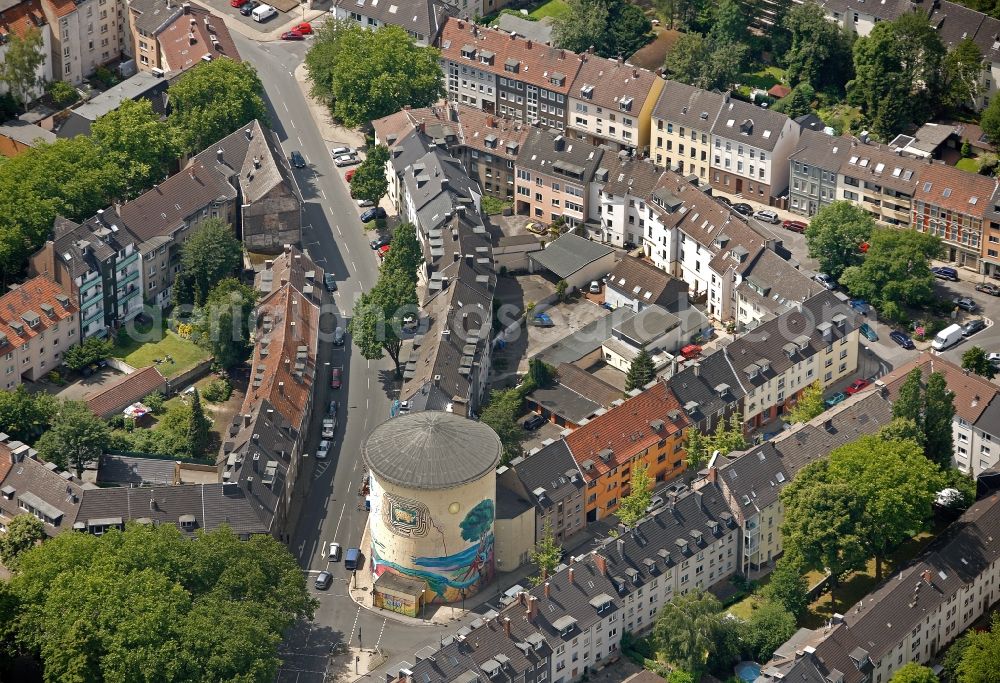 Essen from above - View of a concrete blockhouse in Essen in the state North Rhine-Westphalia