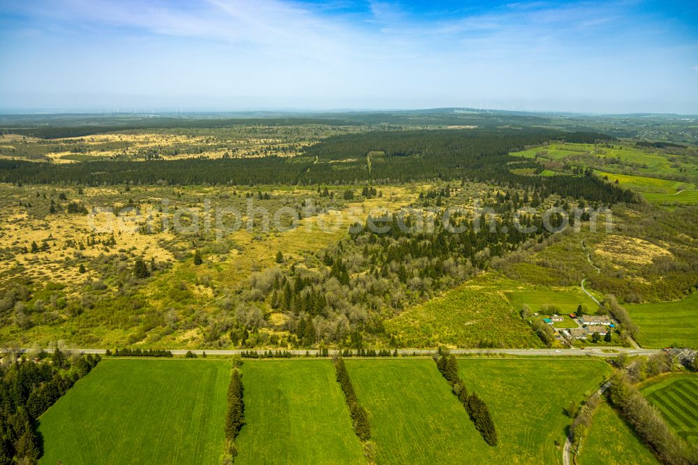 Aerial image Monschau - Landscape plateau of the plateau Hohes Venn on street Plattevenn in Monschau in the state North Rhine-Westphalia, Germany