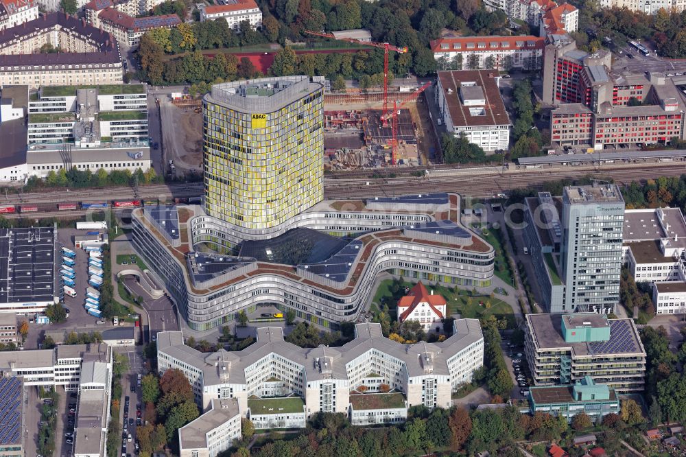 Aerial photograph München - High-rise ensemble of ADAC Zentrale on street Hansastrasse in the district Sendling-Westpark in Munich in the state Bavaria, Germany