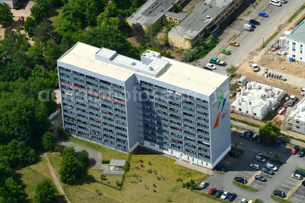 Aerial image Schwerin - High-rise ensemble of Anne-Fronk-Strasse - Bernhard-Schwentner-Strasse in Schwerin in the state Mecklenburg - Western Pomerania, Germany