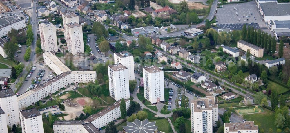 Charleville-Mézières from above - High-rise ensemble near the Avenue du Muguet in Charleville-MeziA?res in Alsace-Champagne-Ardenne-Lorraine, France