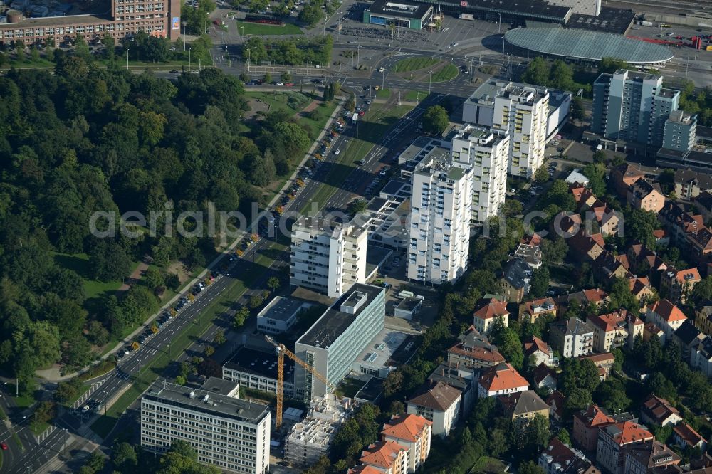 Braunschweig from above - High-rise ensemble of at the Konrad-Adenauer-Strasse in Braunschweig in the state Lower Saxony