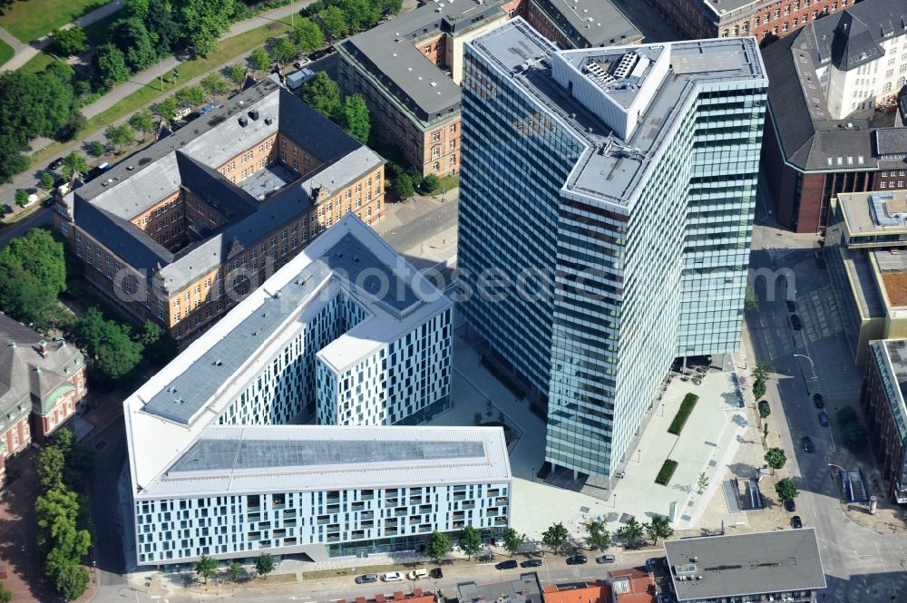 Aerial image Hamburg - High-rise ensemble of Emporio-Hochhaus in the district Neustadt in Hamburg, Germany