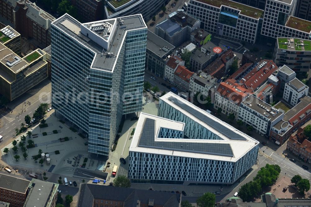 Aerial image Hamburg - High-rise ensemble of Emporio-Hochhaus in the district Neustadt in Hamburg, Germany