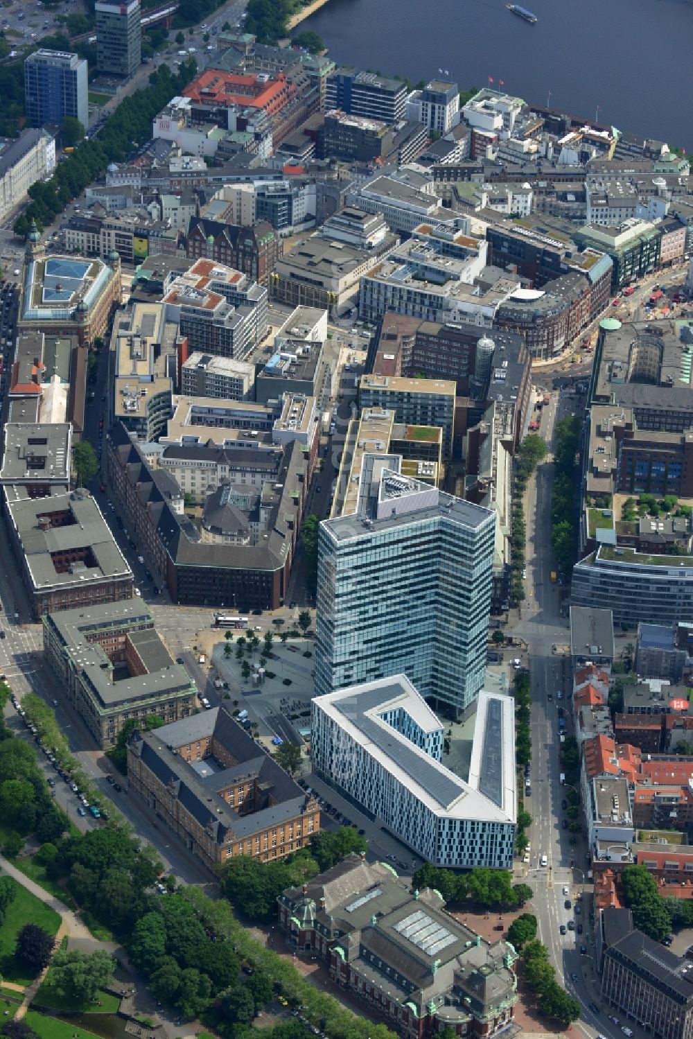 Hamburg from above - High-rise ensemble of Emporio-Hochhaus in the district Neustadt in Hamburg, Germany