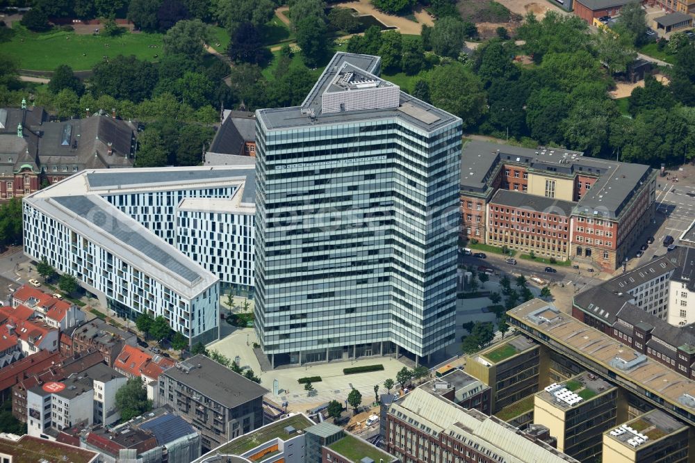 Hamburg from the bird's eye view: High-rise ensemble of Emporio-Hochhaus in the district Neustadt in Hamburg, Germany