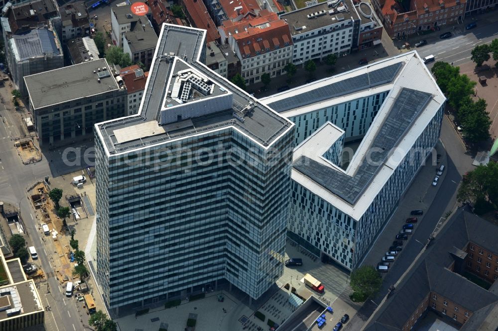 Aerial image Hamburg - High-rise ensemble of Emporio-Hochhaus in the district Neustadt in Hamburg, Germany