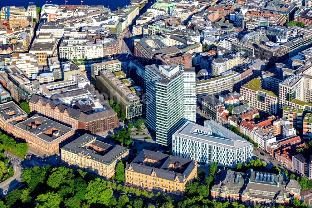 Hamburg from above - High-rise ensemble of Emporio-Hochhaus in the district Neustadt in Hamburg, Germany