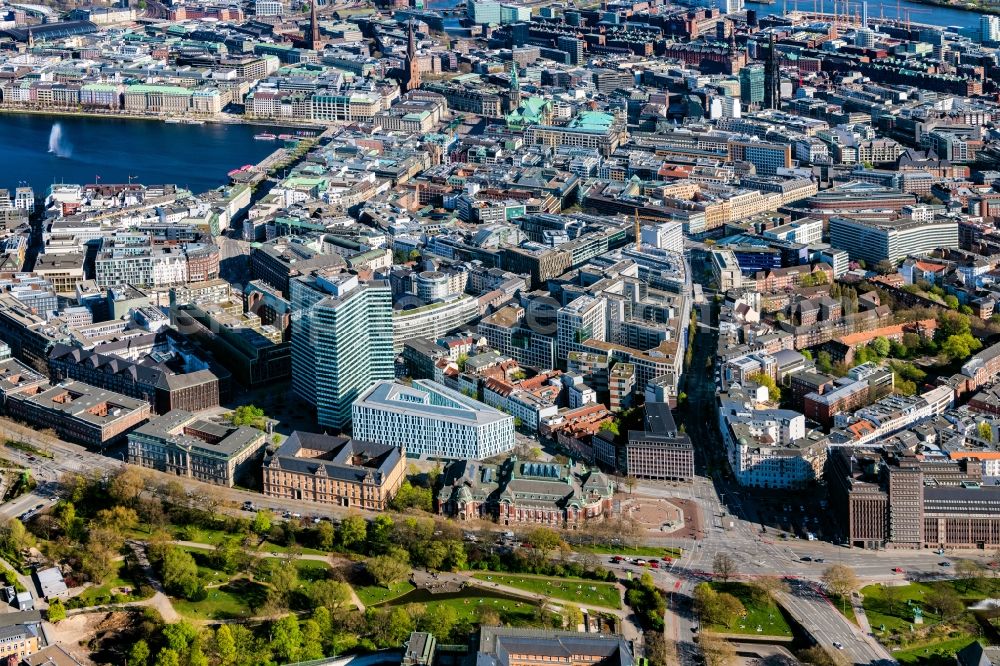 Hamburg from the bird's eye view: High-rise ensemble of Emporio-Hochhaus in the district Neustadt in Hamburg, Germany