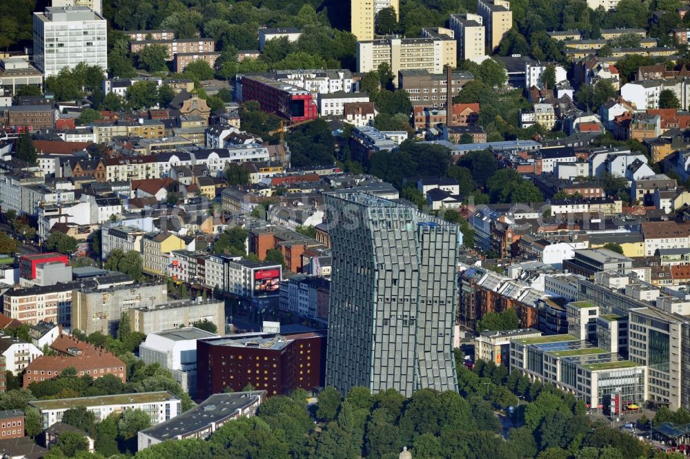 Aerial photograph Hamburg - Skyscraper - Ensemble - complex Dancing Towers on the Reeperbahn in Hamburg