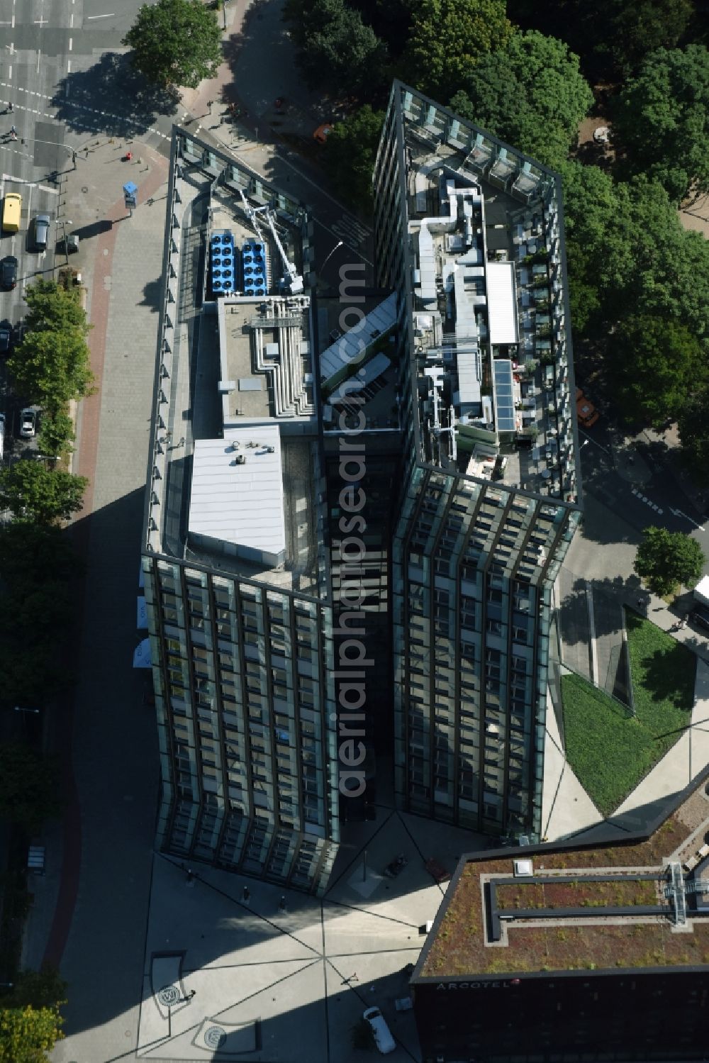 Hamburg from above - Skyscraper - Ensemble - complex Dancing Towers on the Reeperbahn in Hamburg