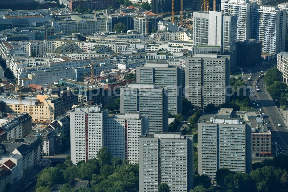 Aerial photograph Berlin - High-rise ensemble on Leipziger Strasse in Berlin