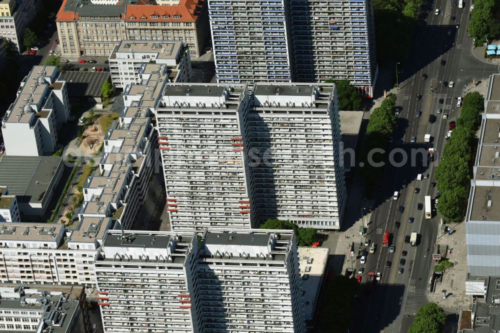 Aerial image Berlin - High-rise ensemble on Leipziger Strasse in the district Mitte in Berlin