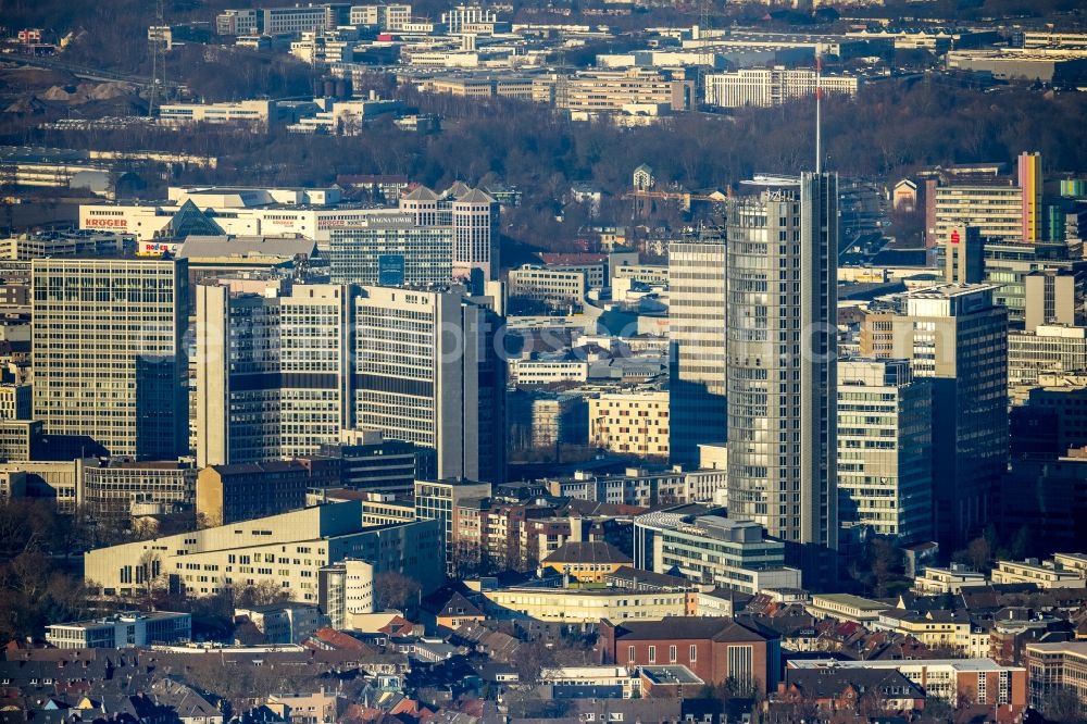 Aerial image Essen - High-rise ensemble of in the district Stadtkern in Essen in the state North Rhine-Westphalia, Germany