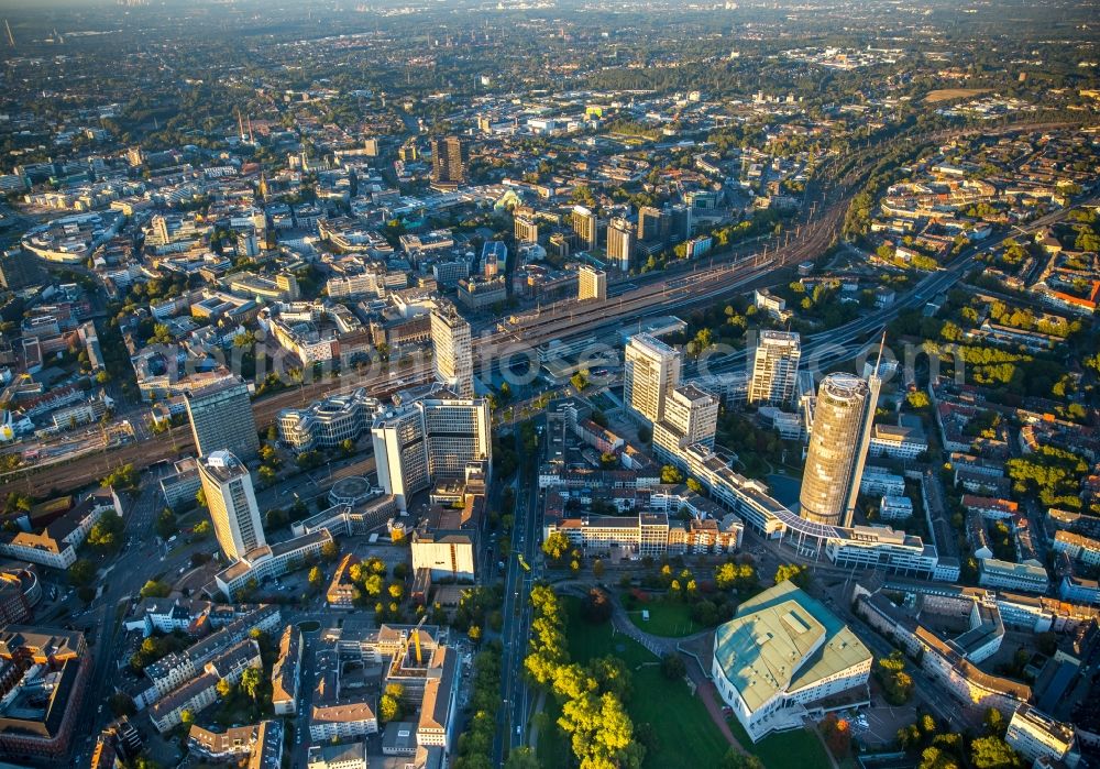 Essen from the bird's eye view: High-rise ensemble of Schenker headquarters in Essen in the state North Rhine-Westphalia