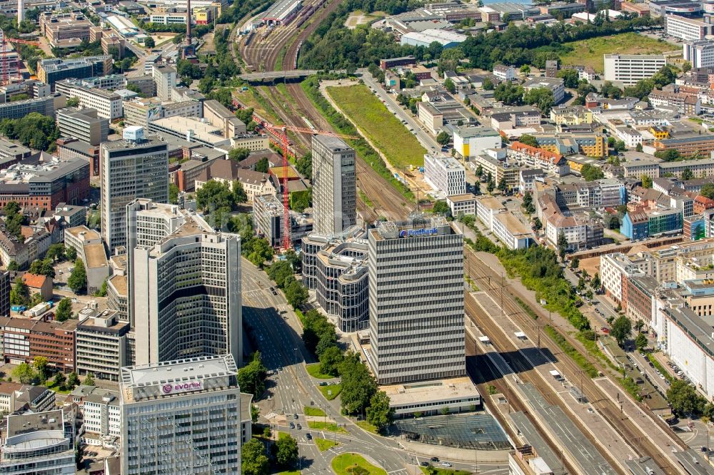 Essen from the bird's eye view: High-rise ensemble of Schenker headquarters in Essen in the state North Rhine-Westphalia