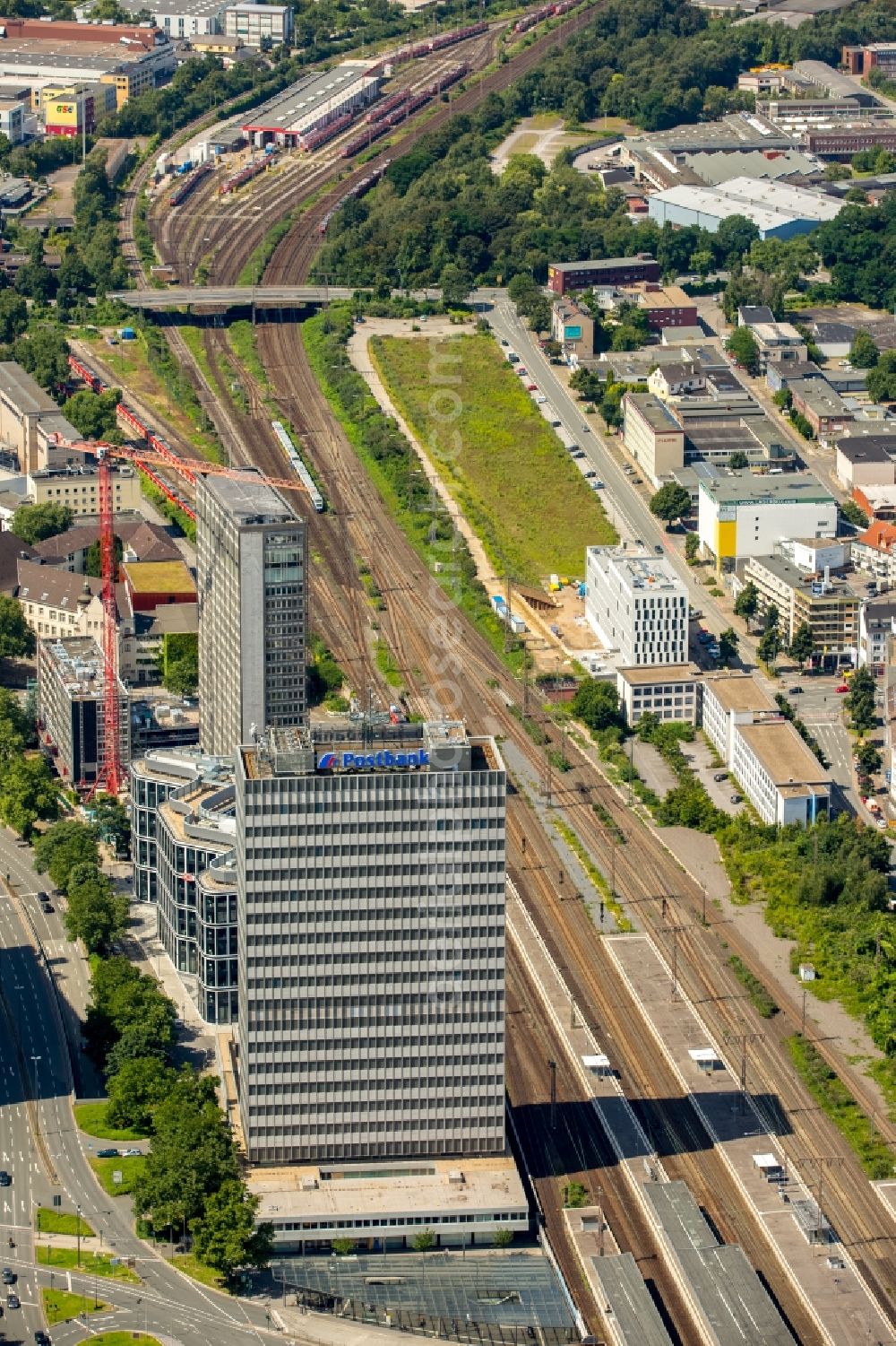 Aerial image Essen - High-rise ensemble of Schenker headquarters in Essen in the state North Rhine-Westphalia