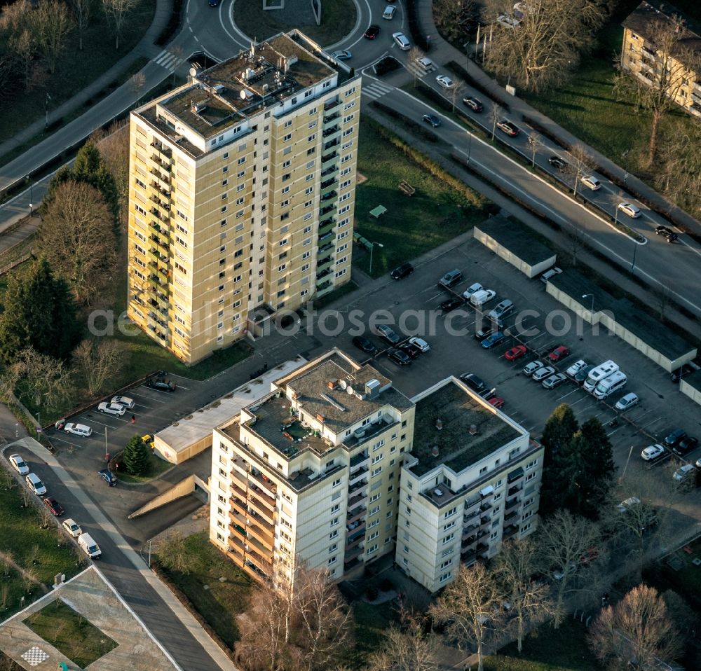 Aerial image Lahr/Schwarzwald - High-rise ensemble of on Schwarzwaldstrasse in Lahr/Schwarzwald in the state Baden-Wurttemberg, Germany