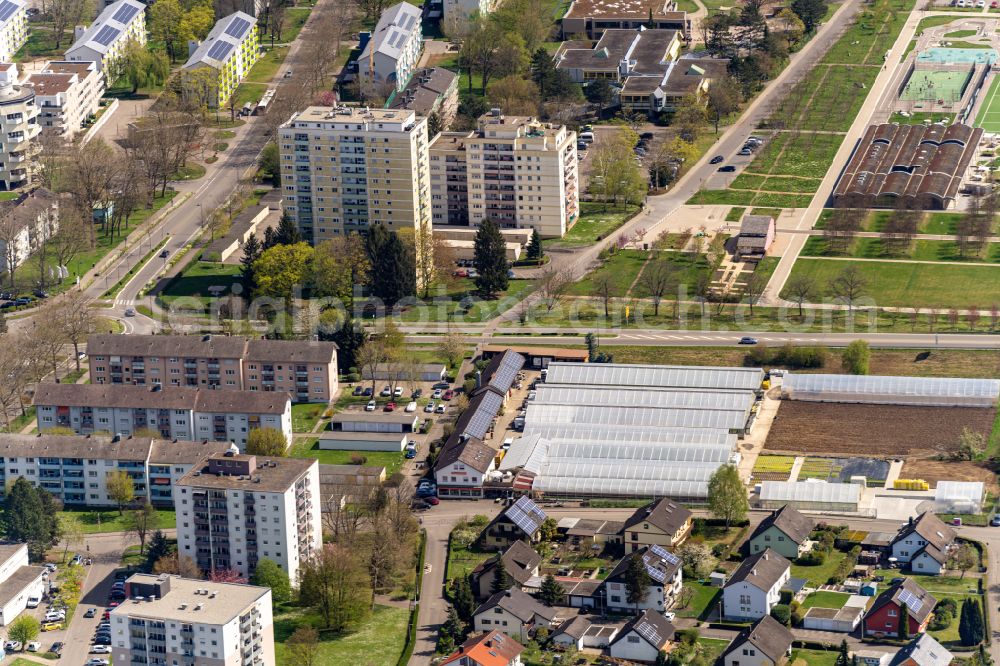 Aerial photograph Lahr/Schwarzwald - High-rise ensemble of on Schwarzwaldstrasse in Lahr/Schwarzwald in the state Baden-Wurttemberg, Germany