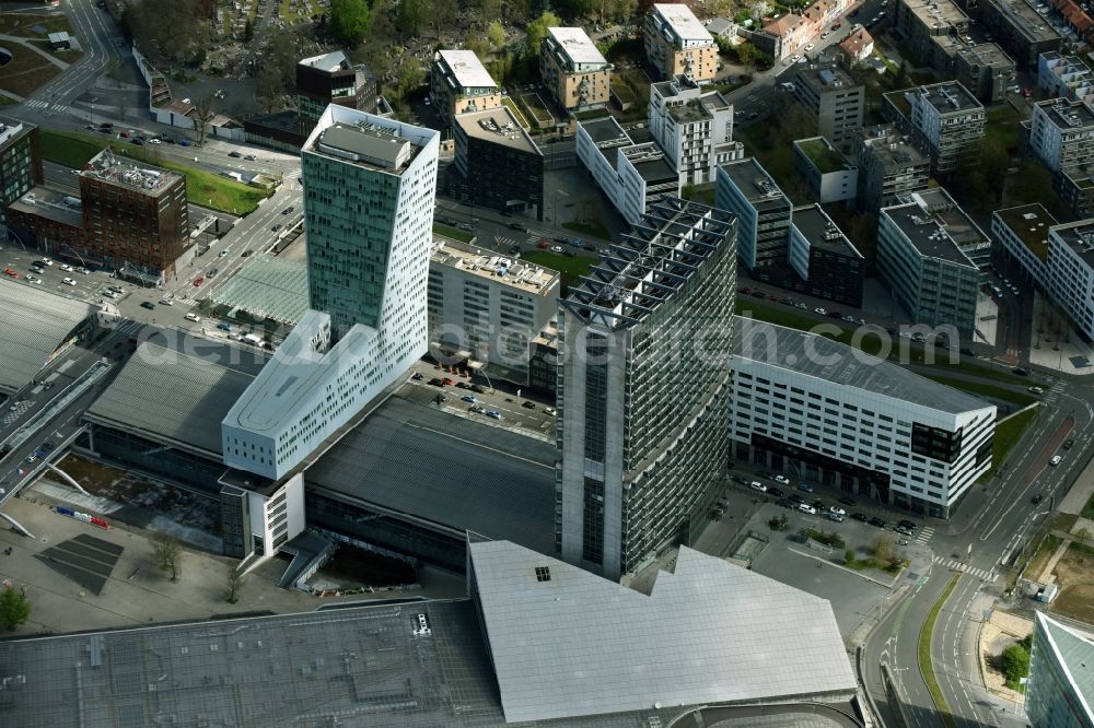 Lille from above - High-rise ensemble of SPL Euralille Tour de Lille am Boulevard de Turin in Lille in Nord-Pas-de-Calais Picardy, France