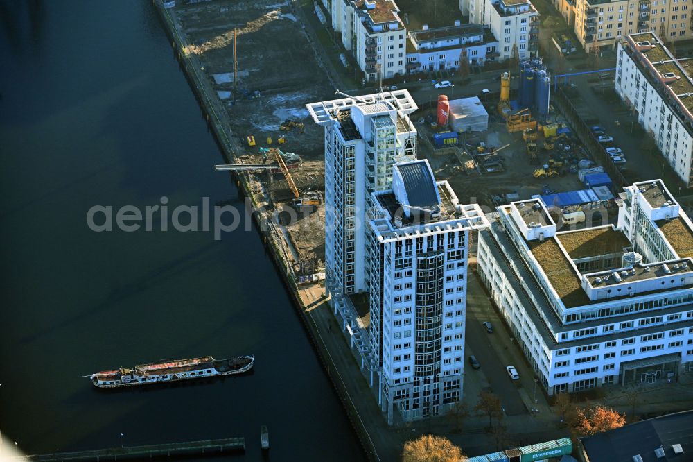 Berlin from above - High-rise ensemble of Twin-Towers Berlin on the Fanny-Zobel-Strasse in the district Alt-Treptow in Berlin, Germany