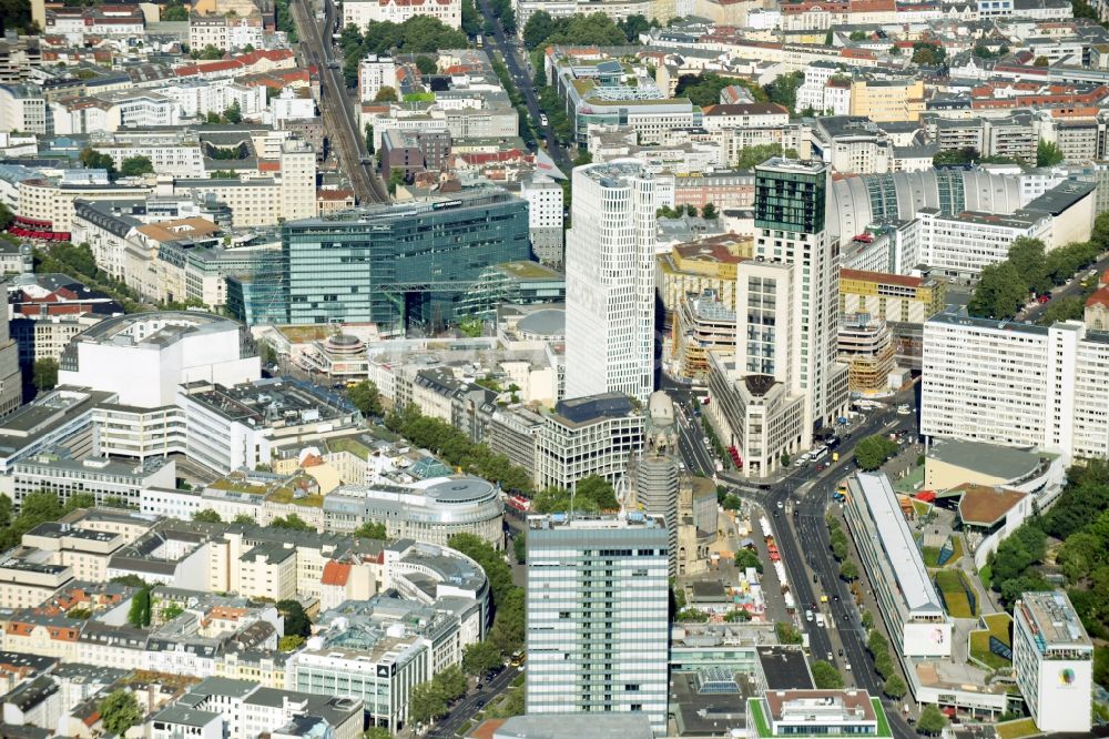 Aerial image Berlin - High-rise ensemble of Zoofenster and Neubau Upper West on Joachinsthaler Strasse - Hardenbergstrasse in Ortsteil Bezirk Charlottenburg in Berlin, Germany