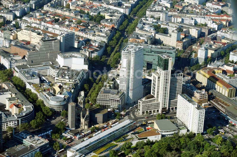 Aerial image Berlin - High-rise ensemble of Zoofenster and Neubau Upper West on Joachinsthaler Strasse - Hardenbergstrasse in Ortsteil Bezirk Charlottenburg in Berlin, Germany