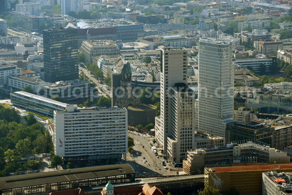 Aerial image Berlin - High-rise ensemble of Zoofenster and Neubau Upper West on Joachinsthaler Strasse - Hardenbergstrasse in Ortsteil Bezirk Charlottenburg in Berlin, Germany