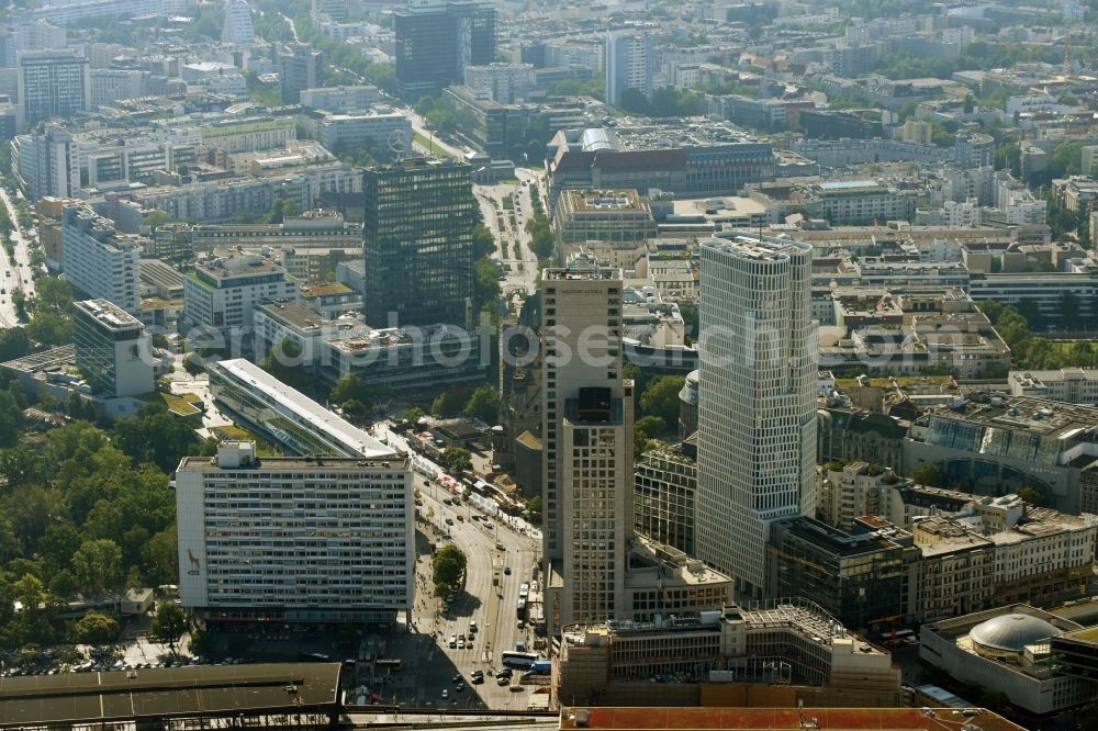 Berlin from above - High-rise ensemble of Zoofenster and Neubau Upper West on Joachinsthaler Strasse - Hardenbergstrasse in Ortsteil Bezirk Charlottenburg in Berlin, Germany