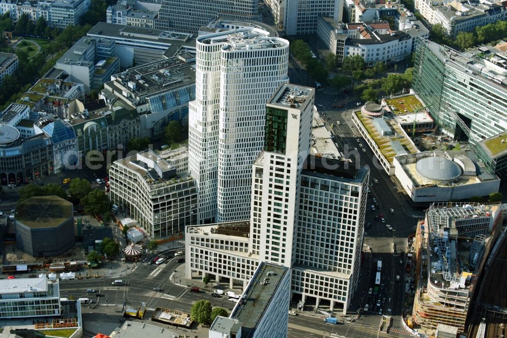 Aerial image Berlin - High-rise ensemble of Zoofenster and Neubau Upper West on Joachinsthaler Strasse - Hardenbergstrasse in Ortsteil Bezirk Charlottenburg in Berlin, Germany